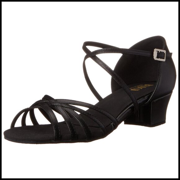 Leather Ballroom Practice Shoes Elegant Strappy Buckle Heel Dance Performance